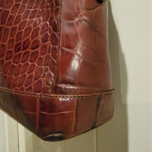 Versace Red Croc Embossed Handbag - Picture 5 of 8